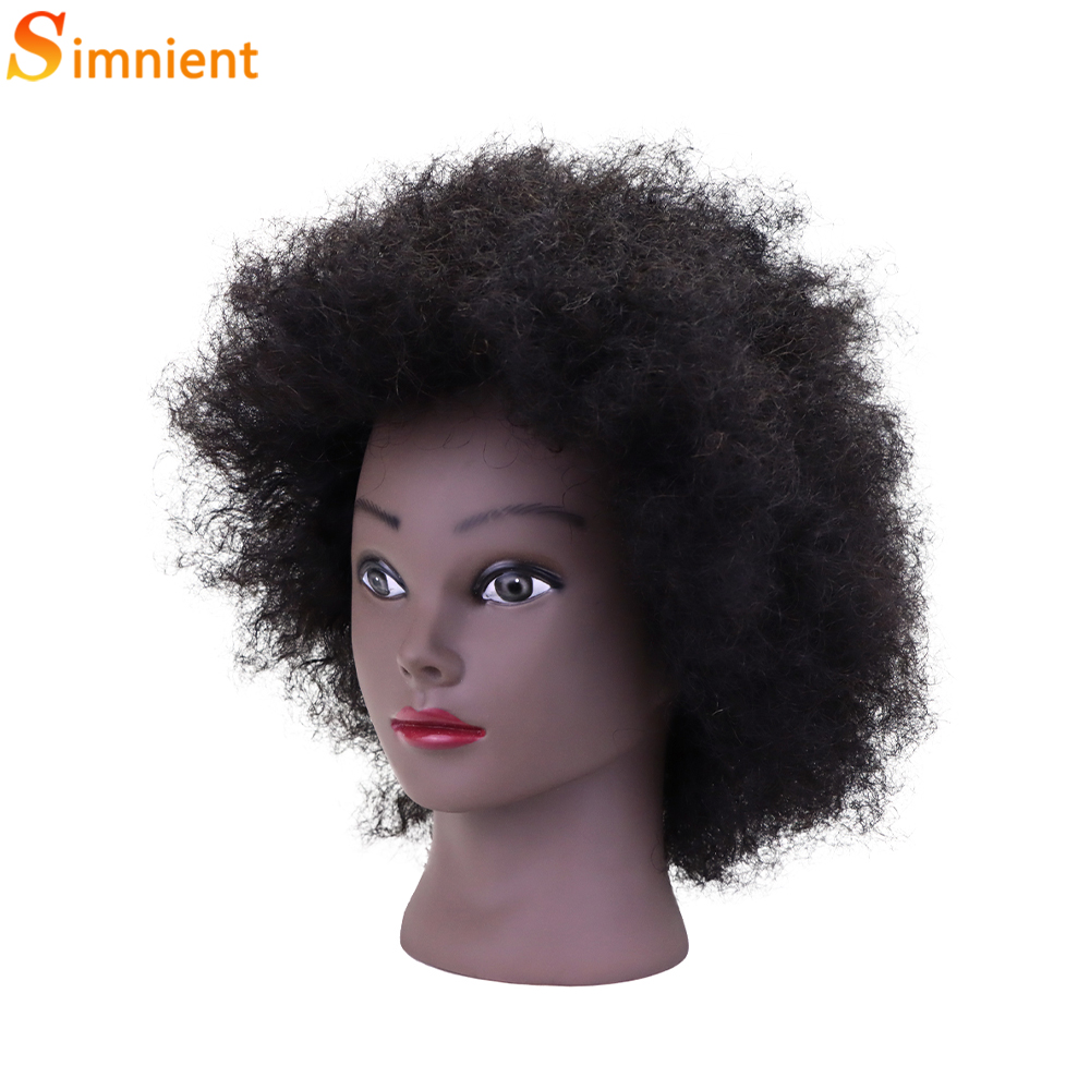 Afro Mannequin Heads With 100% Human Hair With Adjustable Tripod Hairdressing Dolls Training Head For Practice Styling Braiding: Beige