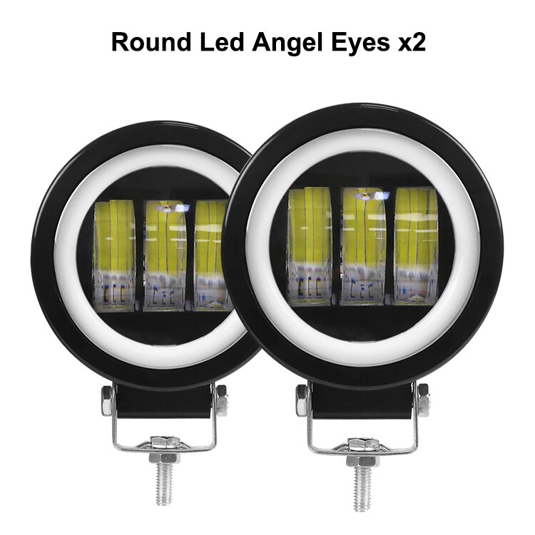 Nlpearl lysstang/arbejdslys 6d linse led angel eyes tågelygter led arbejdslys bar til 4 x 4 offroad lastbil båd atv led bar 12v 24v: 2 stk-ring-runde