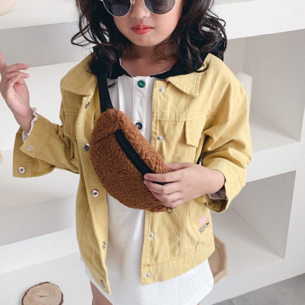 Kinderen Effen Kleur Leuke Patroon Wol Borst Zak Pocket Trend Vrouwen kleine Taille Pak Taille Zakken voor meisjes bolsa