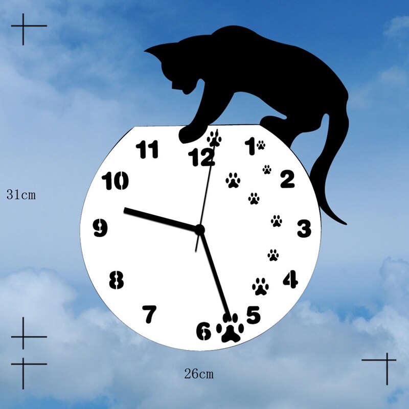 Akryl uartig kat ur vægur moderne boligindretning væg ur vægur 3d klistermærke hjem