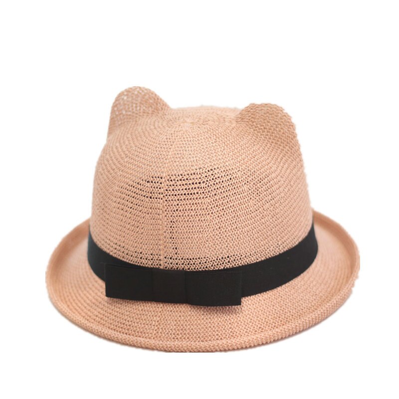 Sommar söt dam hatt med öra vanlig pappersfiber enkel solhatt flicka hatt hink mössa tecknad hatt andas kvinnor
