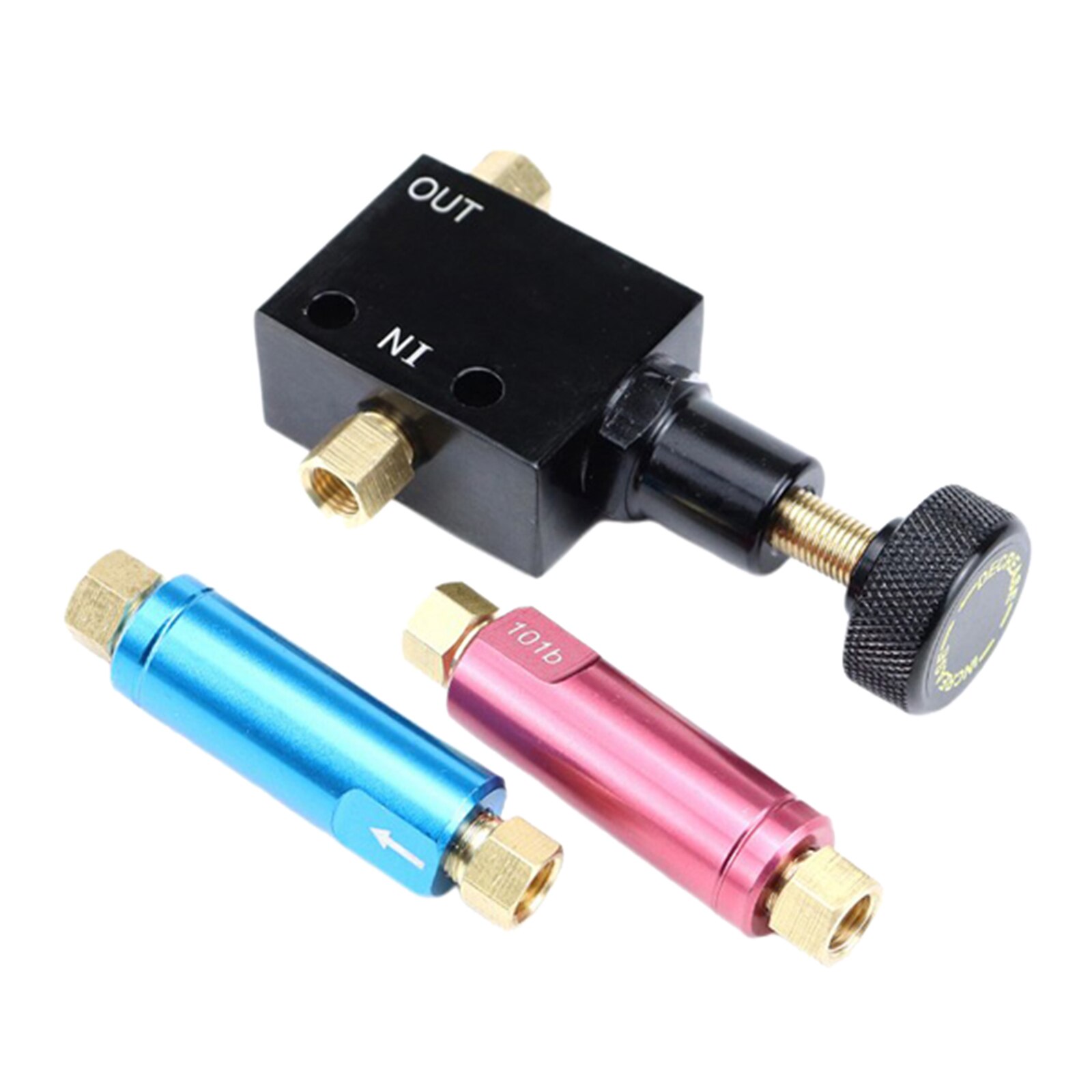 Metal Black Universal Adjustable Proportion Brake Valve and 2lb 10lb Residual Valve Kit Disc/Drum