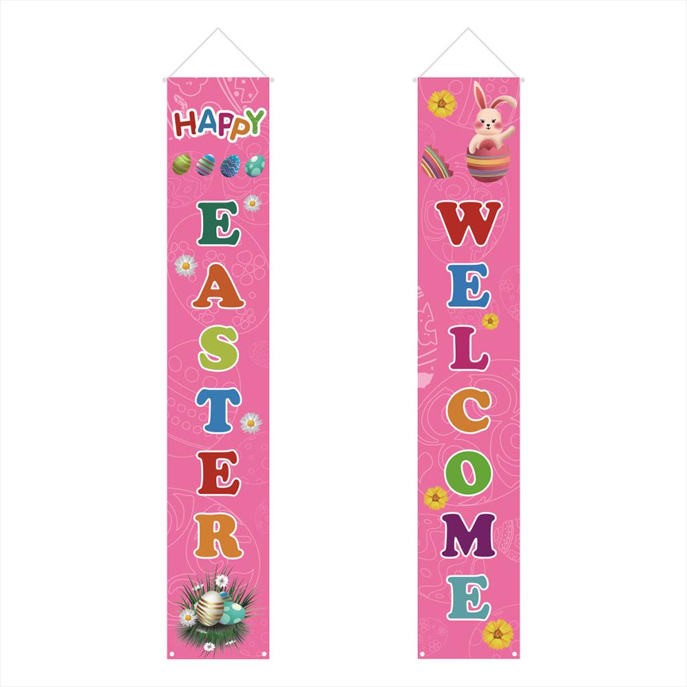 Panneau de pâques intérieur et extérieur, décoration d'œuf de lapin, bannière suspendue de bienvenue de pâques, fournitures de fête à domicile, panneaux de porte d'entrée: Rouge