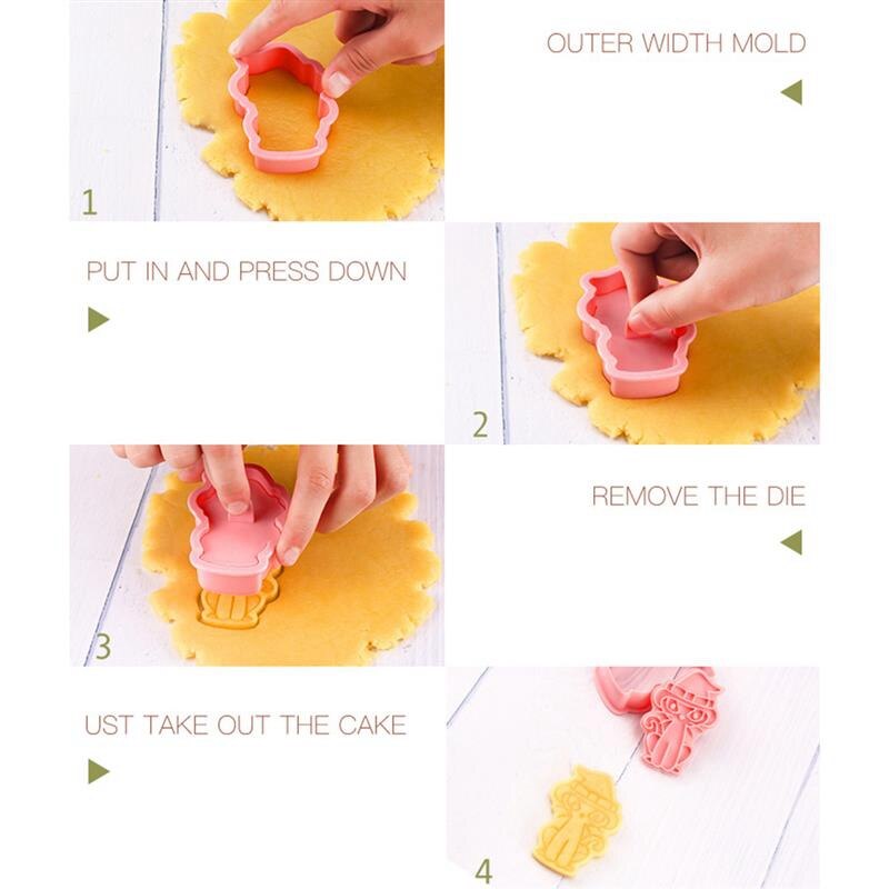 6 st/set halloween kakformar plast 3d tecknad pressbar kexform kakstämpel kök bakverk verktyg