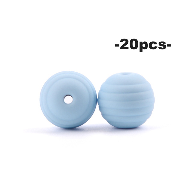 LOFCA – perles de dentition en Silicone pour bébé, 20 pièces, en spirale, rondes de alimentaire, 15mm, DIY, perles filetées sans BPA, anneaux de dentition pour bébé: Champagne