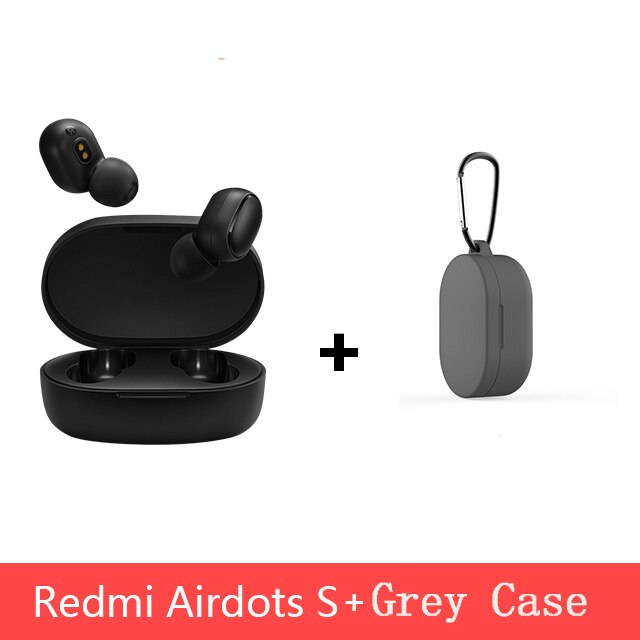 Original Xiaomi Redmi Airdots S TWS Noise reduction Bluetooth Earphone Stereo bass 5.0 With Mic Handsfree Earbuds AI Control: Add grey case