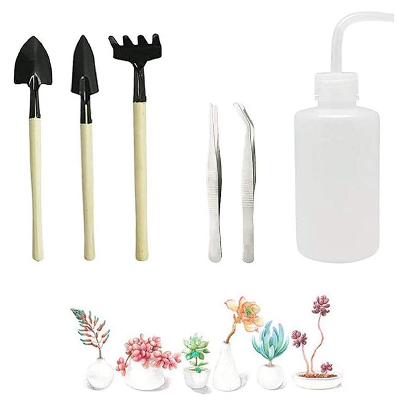 Gartenarbeit Tool Set, 16 Stück Bonsai Miniatur Sukkulenten Pflanzen Tools Beinhaltet Schere