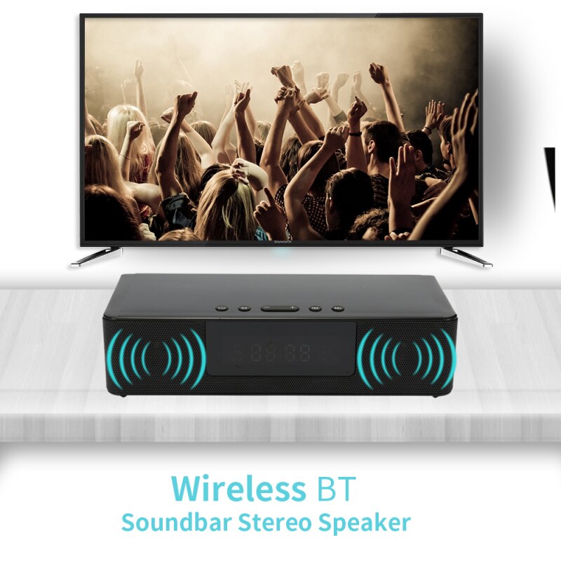 Columna de altavoz Bluetooth inalámbrico para cine en casa, barra de sonido para ordenador, centro de música con altavoces de reloj cargador inalámbrico, 4000 mAh
