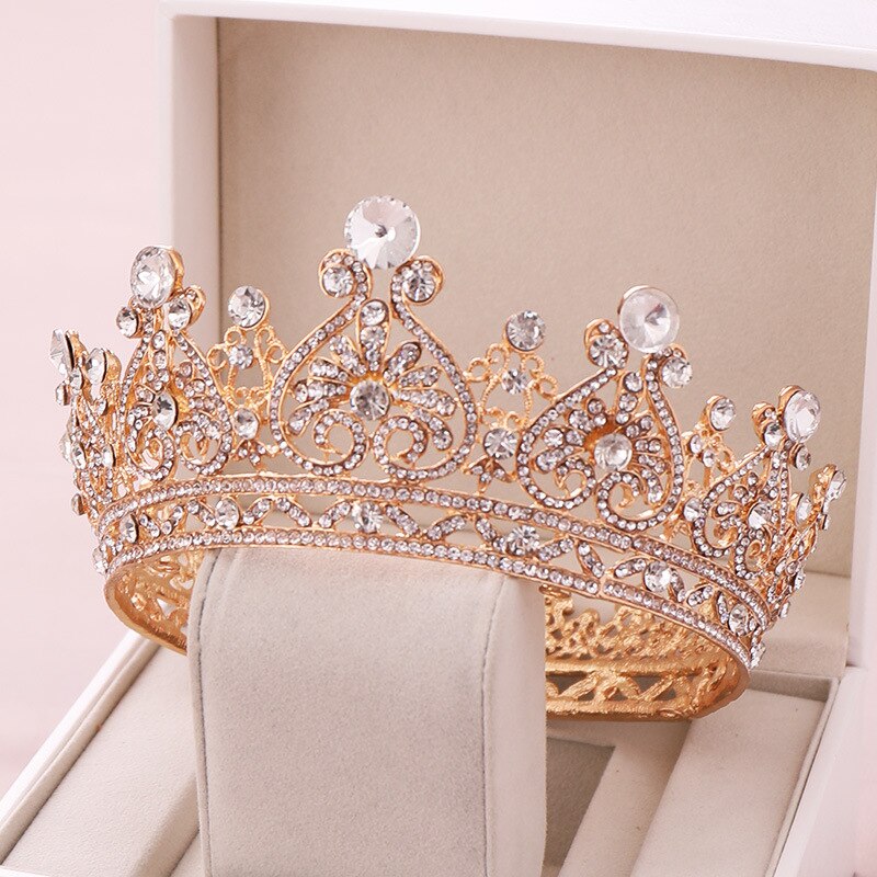 Acessórios para cabelo, acessórios de coroa para casamento, da moda, barroco, strass, coroa de cristal, tiara, coroa dourada, acessórios de cabelo de noiva