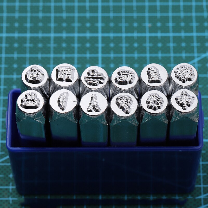 12 Pcs Metal Stamps Punch Stamping Tool Electroplated Hard Carbon Steel Tools For Stamp Punch For Leather Tools Marcazas: Birthday cake