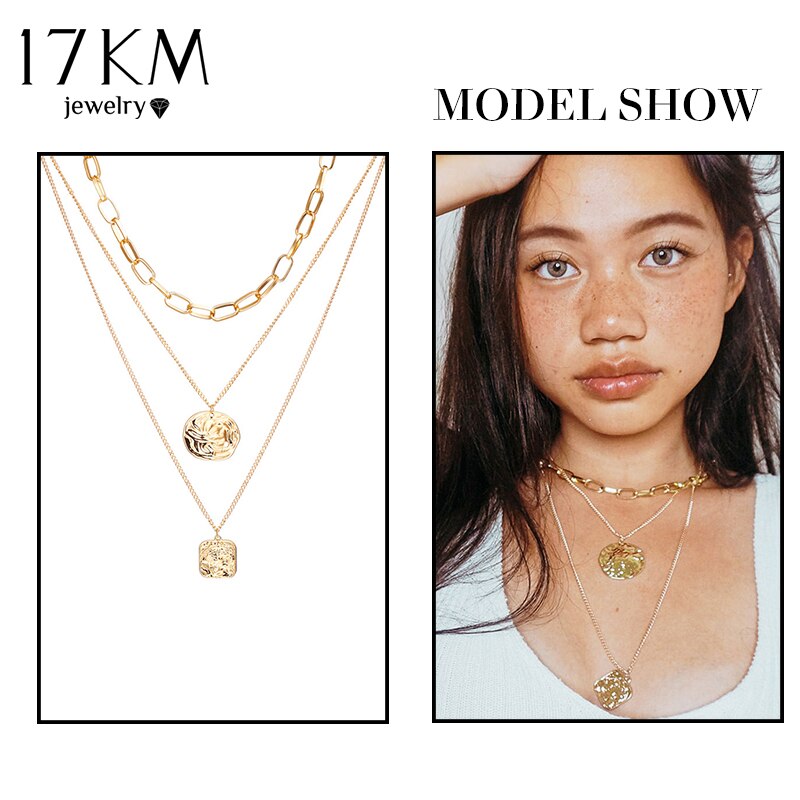 Vintage Multi Layer Lock Necklaces Chain For Women Gold Heart Key Pendants Necklace Party Jewelry: CS19070503