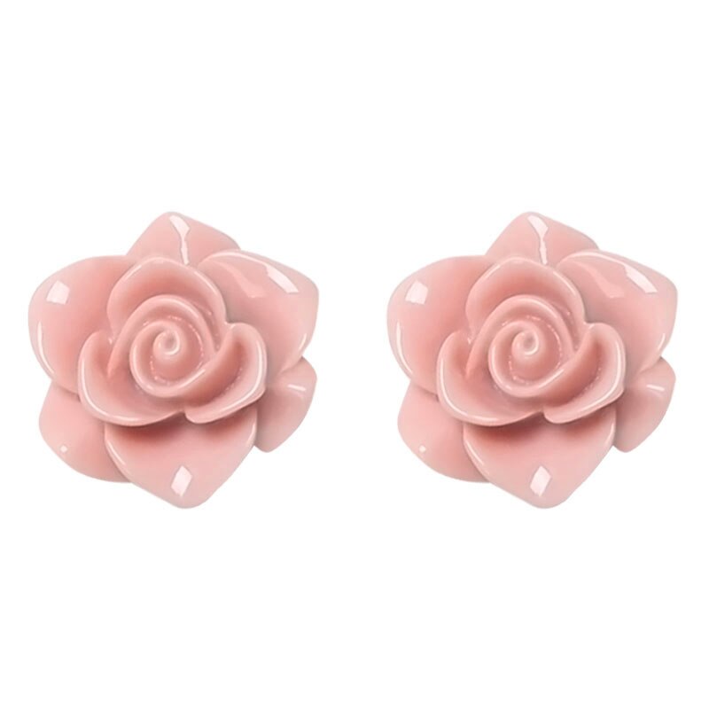 Hars Roze Roos Bloem Oorbellen Modieuze Joker Gecontracteerd Zoete Meisje Stud Oorbellen. Vrouwen Sieraden Accessoires De Bruiloft