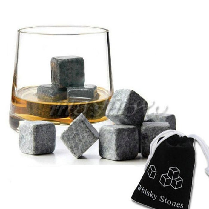 9 stks/partij Whisky Ice Stones Drinks Cooler Cubes Bier Rocks Graniet Pouch Drinken Cooling Ijs Smelt