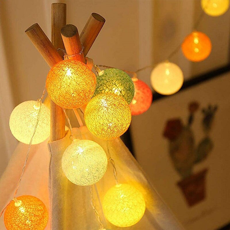 Cadena de luces LED de bola de algodón, decoración de cuna, Navidad, exterior, festival, iluminación para de boda, reunión familiar