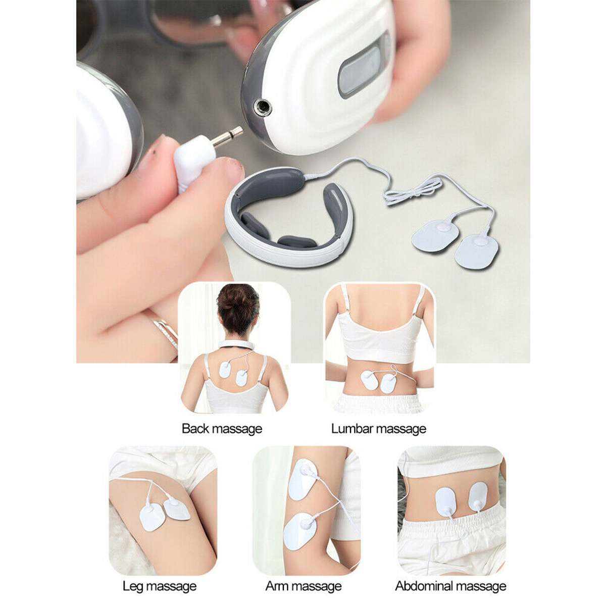6 Modes 9 Levels Electric Neck Massager Pulse Cervical Vertebra Relax Lumbar Leg Massage Device