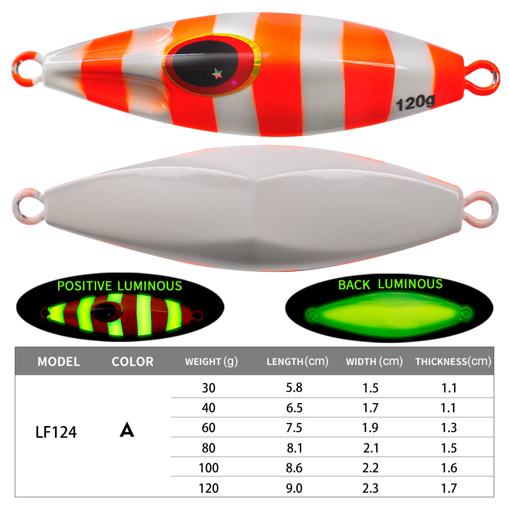 Proberos 1pc glödande metalljiggfiskebete, bioniskt havsbete med realistisk aktion, hållbar långsam jigg för nattliga fångster: 120mm / Vit