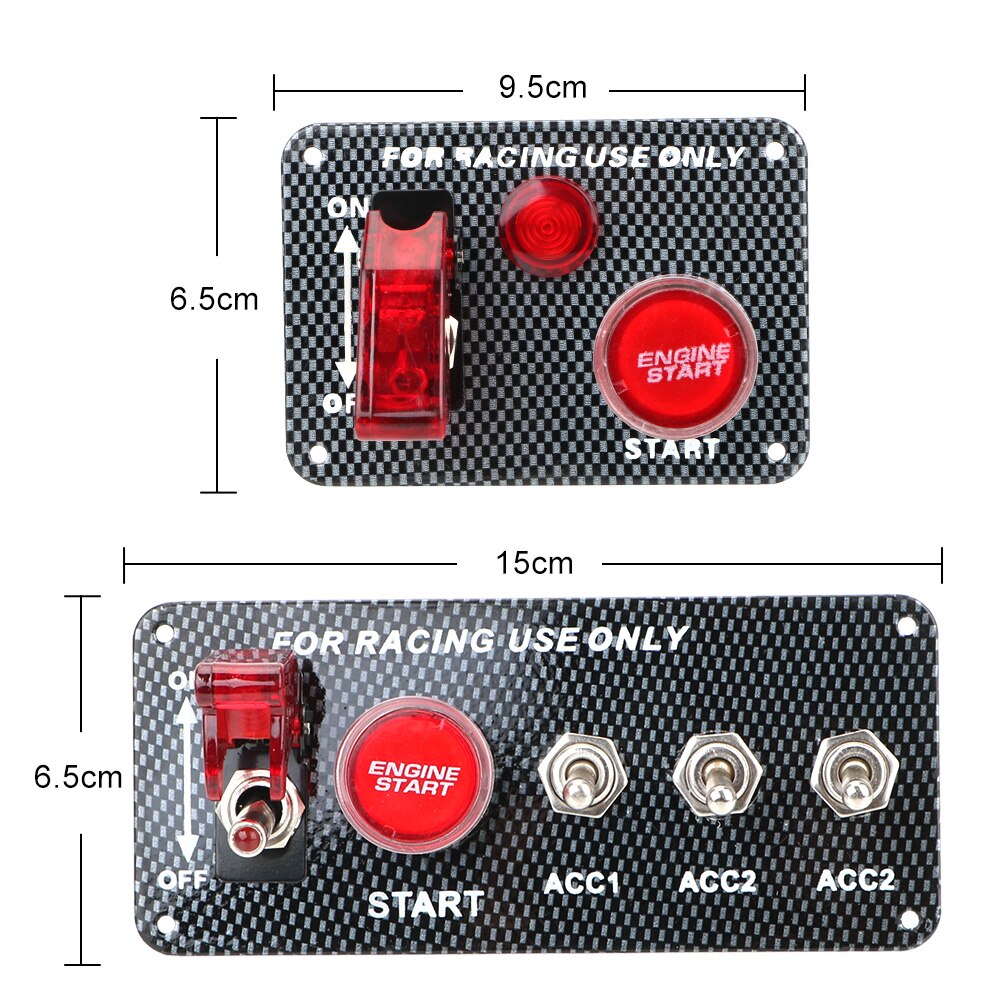 12V LED Toggle Switch Ignition Switch Panel LED Carbon Fiber for Racing Car Engine Start Push Button Car Accessories