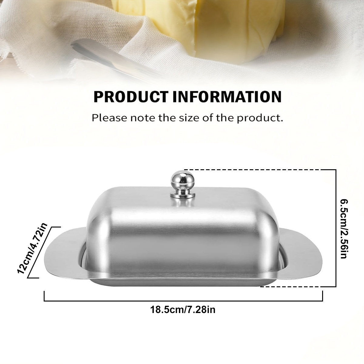 Butter Dish, Stainless Steel Butter Dish with Lid - Solid Cheese/Butter Container - Butter Cheese Storage Box - Ideal Butter Kee