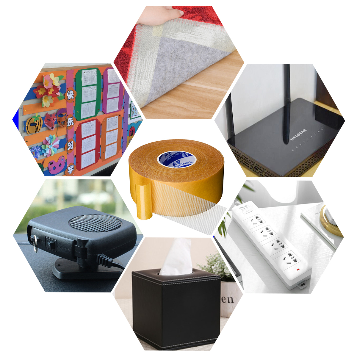 Double Sided Fabric Tape Resistente Clear Super Stick Tape with Fiberglass Mesh High Tack Strong Adhesive for Carpet Wall Craft