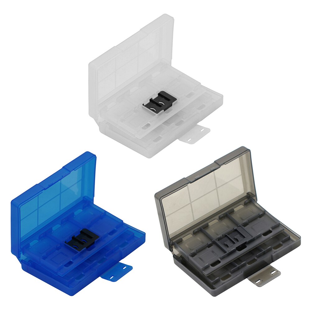 Estuche para tarjetas de juego 24 en 1 para Nintendo Switch, caja de almacenamiento portátil de plástico duro con 2 ranuras para tarjetas TF