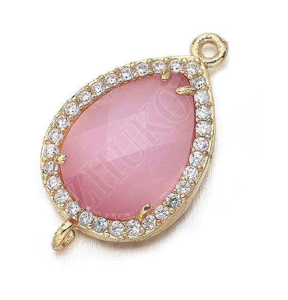 14*23mm Messing Zirconia Waterdruppels vorm Connectors DIY Sieraden Bevindingen Maken, Gat: 1.0mm Model: VS297: WHITE