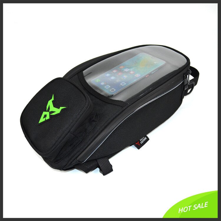 Bolsa de tanque de Motor a prueba de agua para teléfono, bolso de hombro para motocicleta, bolsa de tanque de combustible para Motocross, mochila magnética, color negro: black green