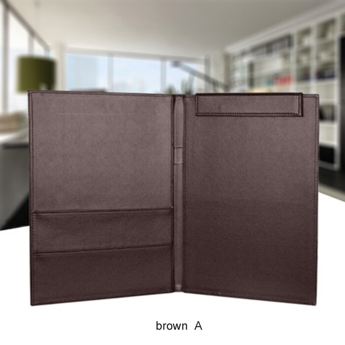 A4 PU Leather Writing Pads Clipboard Notebooks for Business Conference School With Name Card Holder Office School Supplies 1097: brown A style