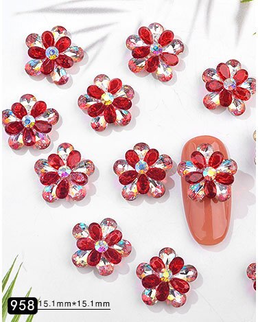 3D nail art Kleurrijke Bloem gems decoraties voor strass 3D DIY charms sieraden: 11