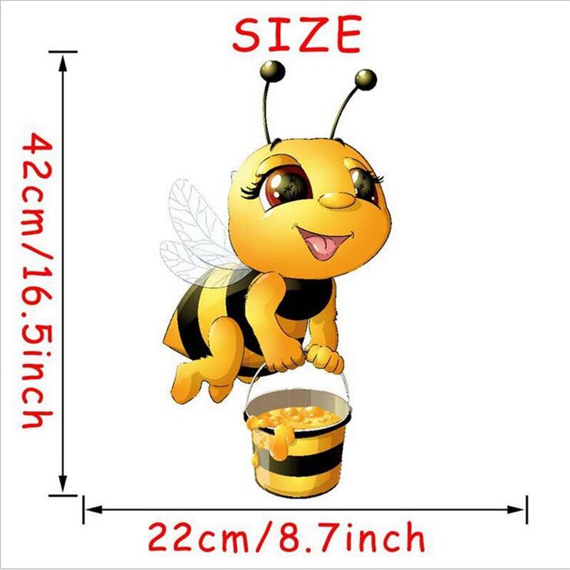 1Pcs Cartoon Bee Picking Honey Wall stickers Kid's Room Self-adhesive Decoration Pvc Cute Animal Stickers 42*22cm: Default Title