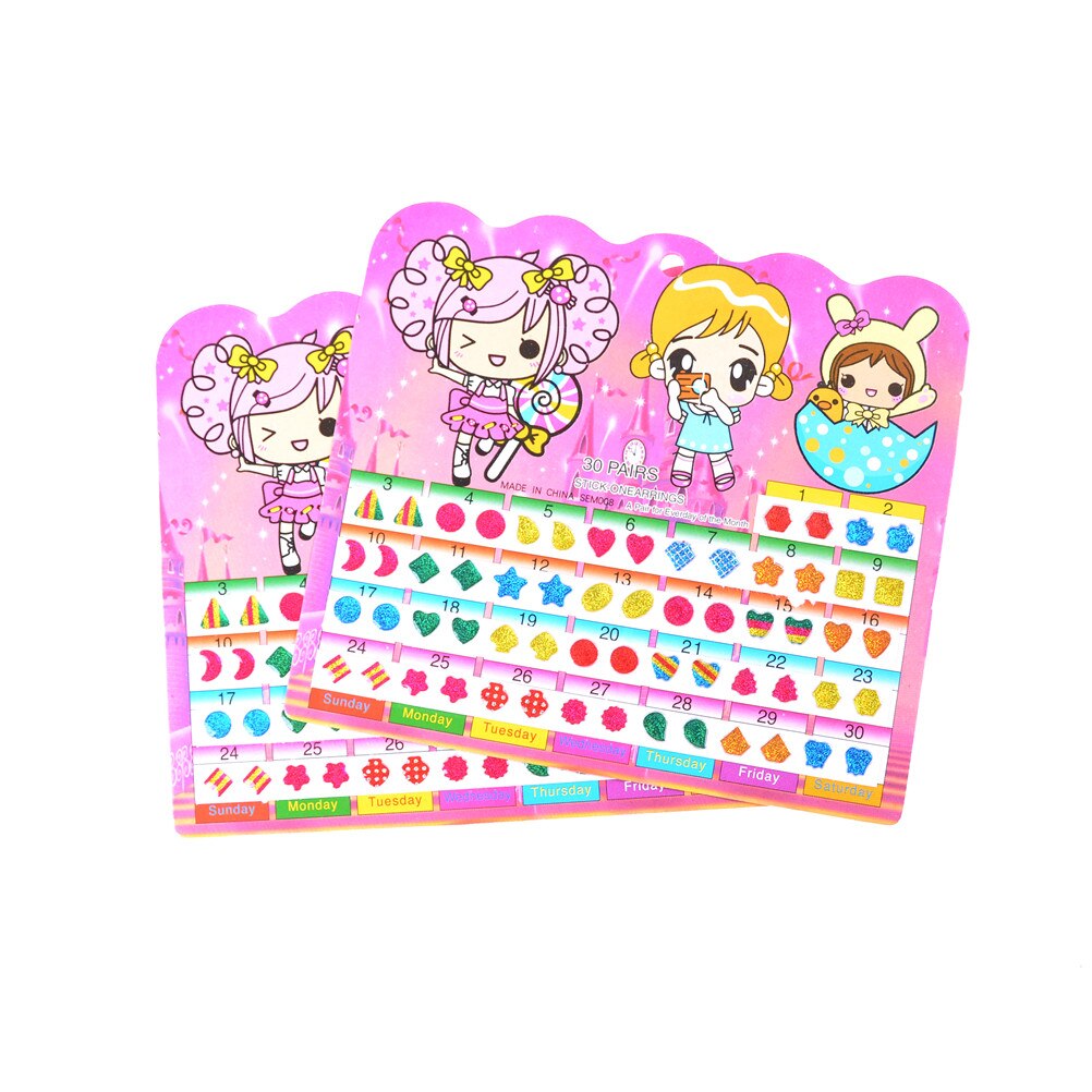 60Pcs Wonderful Children Boy Girl Stickers Earring Cartoon Reward Crystal Stickers Ear Reward Stick Kindergarten Face Stickers