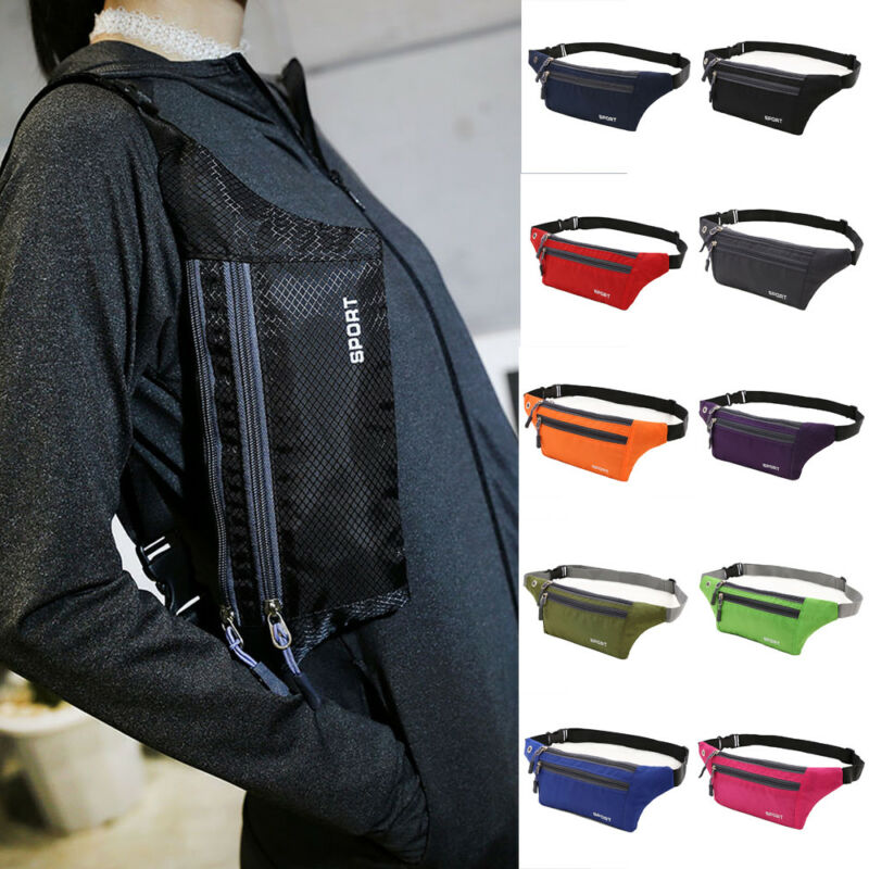 Unisex Letter Printed Casual Waist Bag Portable Outdoor Sports Pockets Mobile Phone Running Belt Waterproof Waist Bag