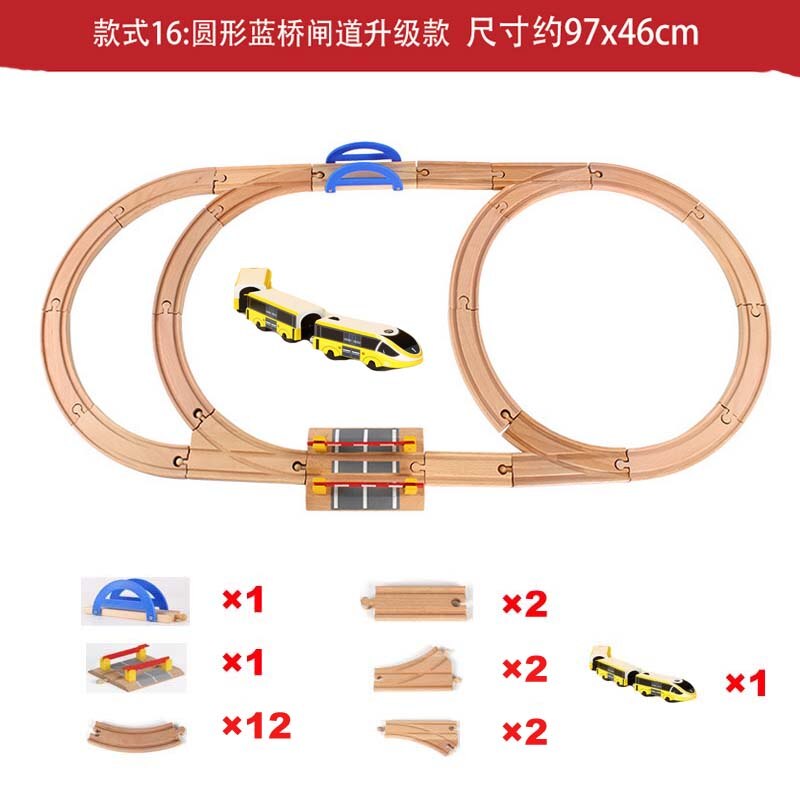 2019 Nuovo Ferroviarie di Legno Rette E Curve di Espansione Della Pista Take-N-Play Motorizzato Elettrico Treno di Legno Treni Pista set Brio: 14