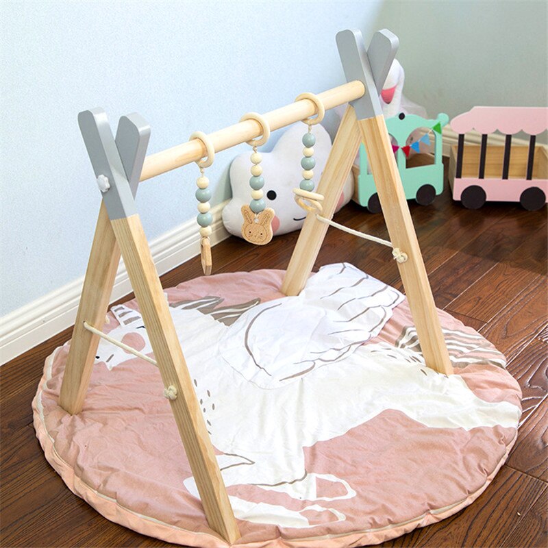 Xihatoy nordisk stil baby gym spille børnehave sensorisk ring-pull legetøj træramme spædbarn værelse toddler tøjstativ børn: Az077