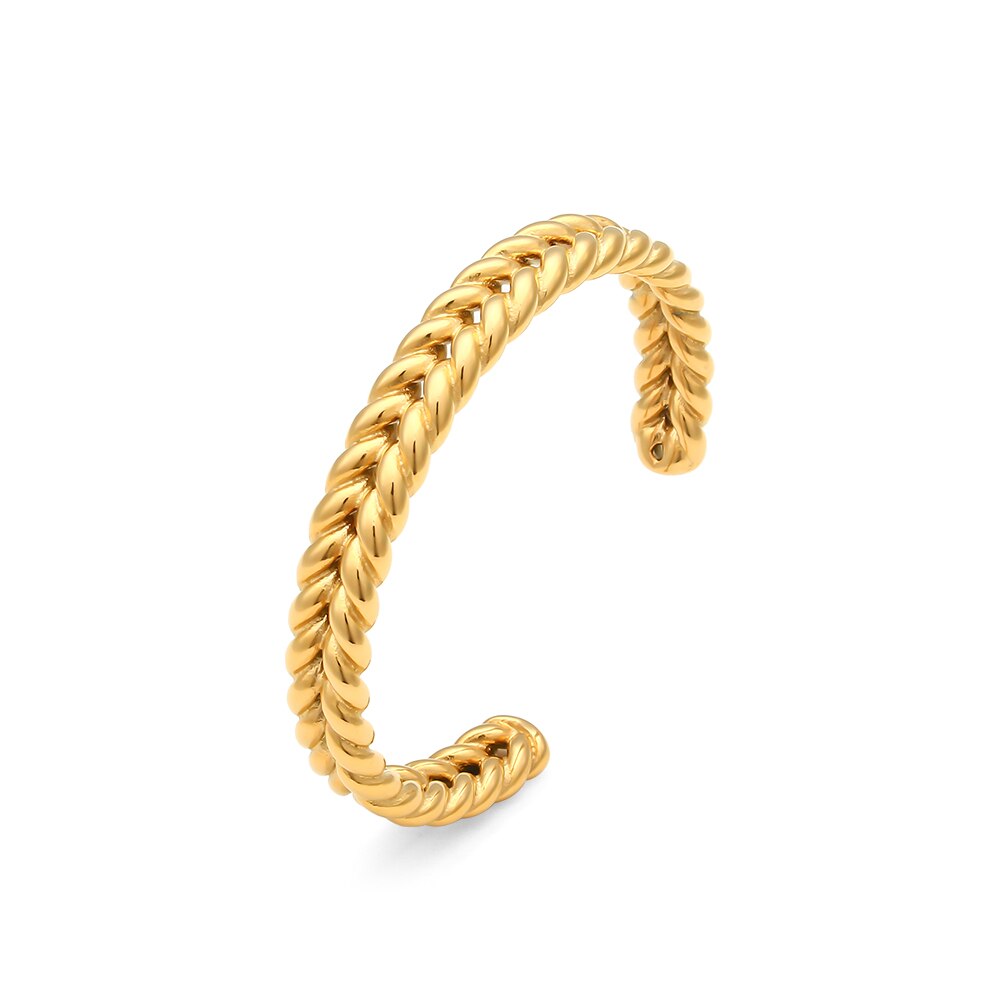 Braccialetti larghi del braccialetto del grano aperto del polsino dell'acciaio inossidabile di 10MM per il braccialetto alla moda dei gioielli del partito dell'olio gocciolante di colore delle donne: Gold