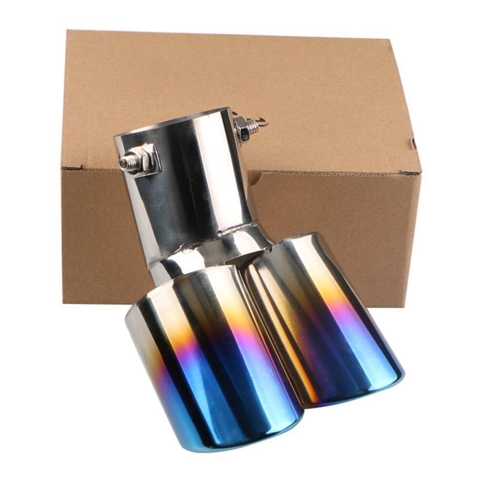 Universal Exhaust Muffler Pipe End Stainless Steel Car Round Mouth Double Pipe Tail Pipe Car Tail Throat Exhaust Pipe