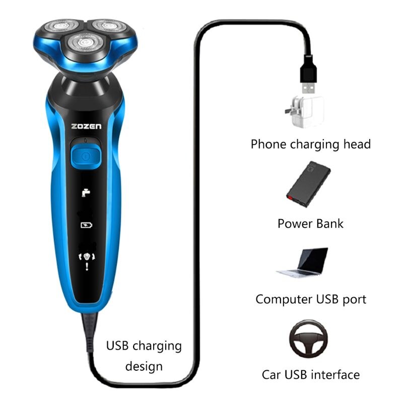 Mænd elektrisk barbermaskine usb genopladelig barbermaskine barbermaskine skægtrimmer vaskbar våd tør vandtæt elektrisk barbermaskine