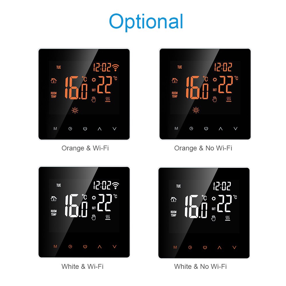 Wifi smart termostat app kontrol digital temperatur controller lcd display berøringsskærm elektrisk gulvvarme termostat