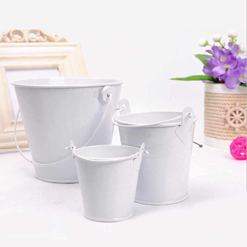 1pc 7.5*7.5*5.6cm blik spand jern tønde blik mini balje dekorative fustager anti-deform lyse solid holdbar boligindretning: Hvid