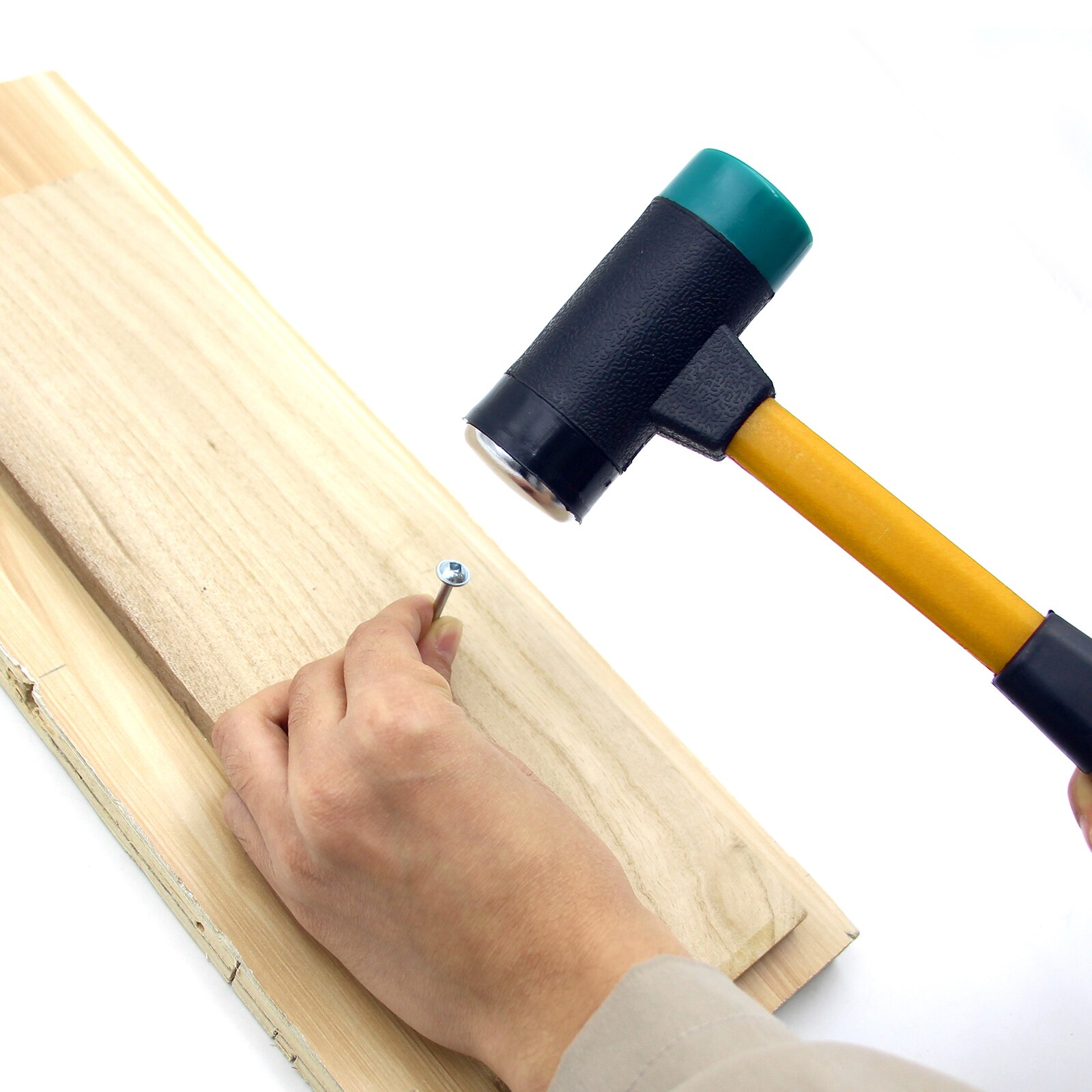 Leather DIY Tool Double Face Soft Touch Hammer Black Plastic Coated Grip Double Head Rubber Hammer Handheld Tool