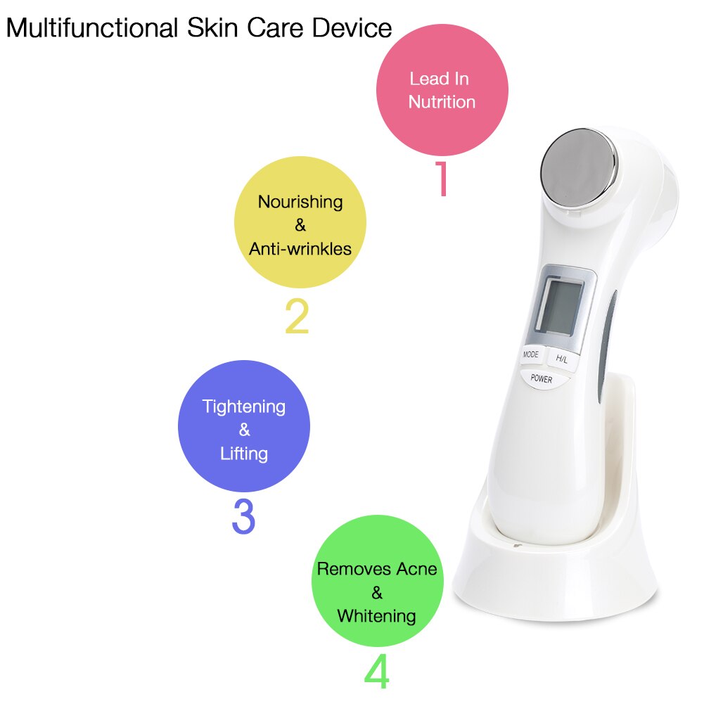 Gezicht Massager 6 In 1 Led Rf Photon Skin Lifting Verjonging Trillingen Therapie Ems Ion Microstroom Mesotherapie Machine