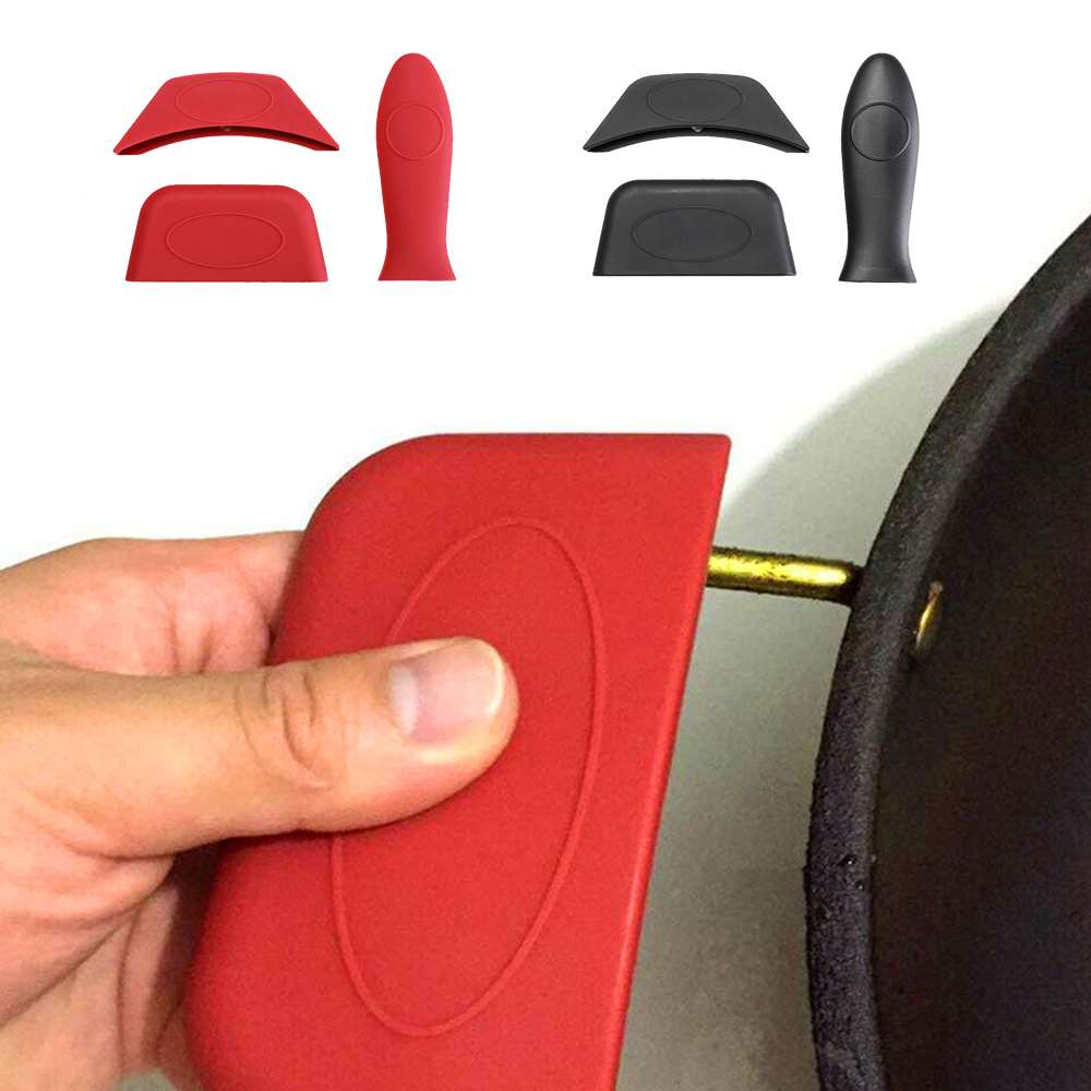 3 uds. Mango resistente a altas temperaturas Anti-escaldado Mango antideslizante cubierta de aislamiento almohadilla de silicona Wok manga de goma