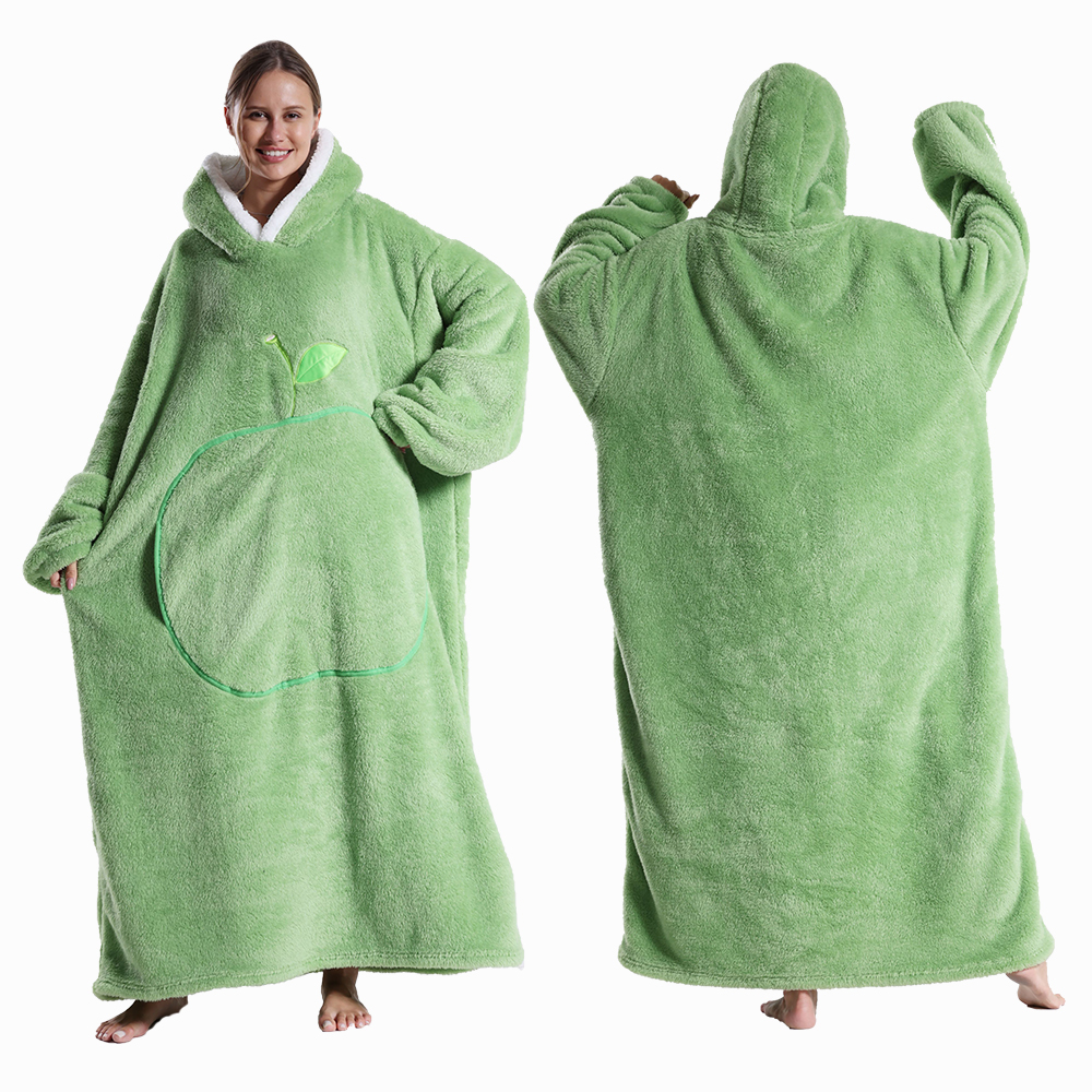 Suéter con capucha de invierno para mujer, manta polar de gran tamaño con mangas, Bolsillo grande, Sudadera con capucha de TV gruesa y cálida, bata para pareja