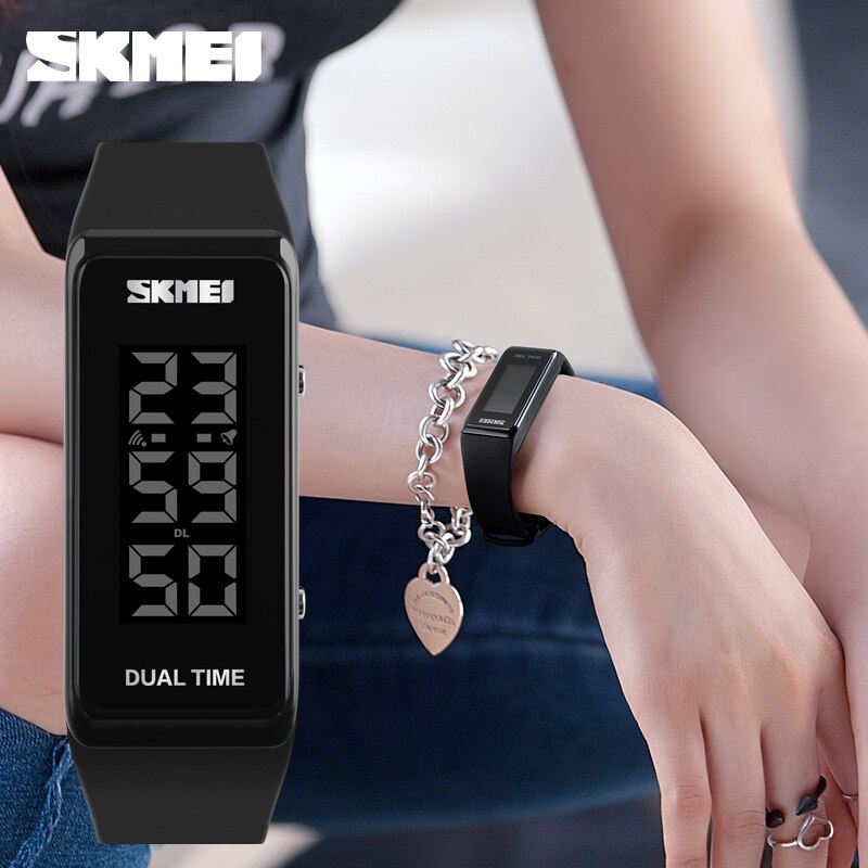 SKMEI Vrouwen Sport Horloges LED Elektronische Digitale Horloges Waterdichte Outdoor Sport Vrouwen Polsbandje Horloge