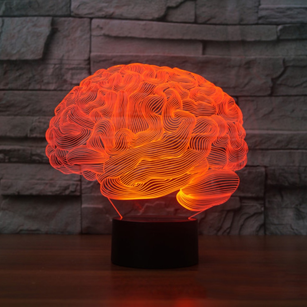 3D Illusion lampe cerveau forme changement de couleur tactile interrupteur LED veilleuse acrylique lampe de bureau atmosphère lampe nouveauté éclairage