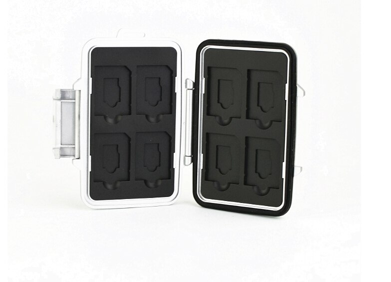 Memory Card Case Box Opslag Houder 8 SD 8TF Micro Sd-kaart 16 Kaarten Harde Tas Waterdichte plastic vormige 8TF + 8SD Zwart