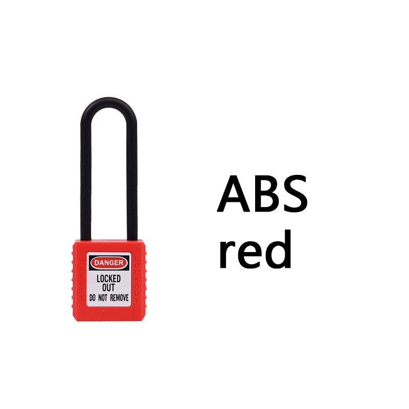 1pcs ABS lock security padlock plastic shackle safety padlock 76mm nylon non conductive safety padlock, with 2 unique key: ABS red