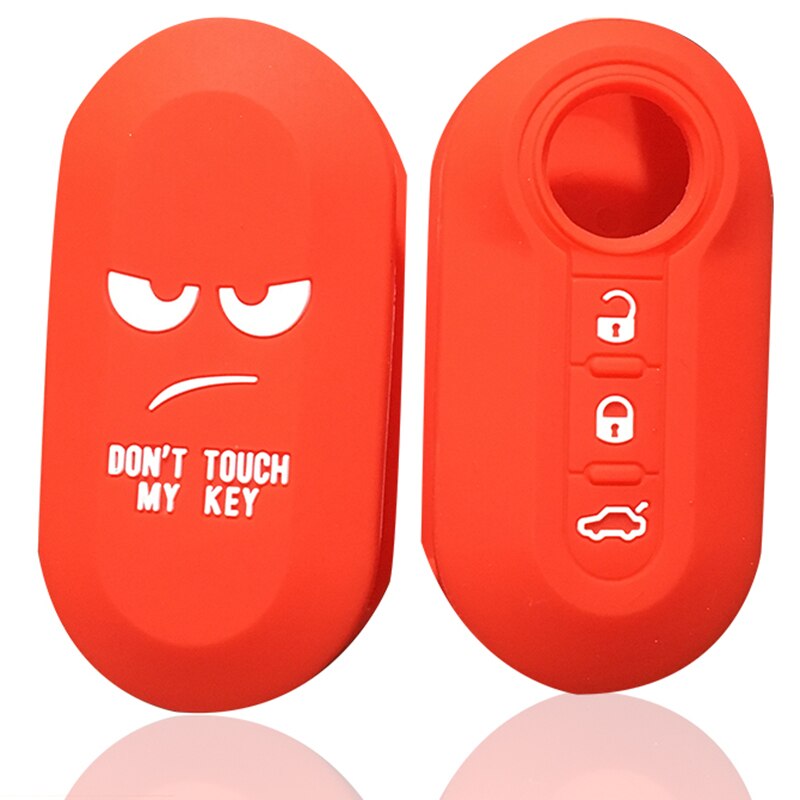 Silicone Key Cover Case Set Shell Skin For Fiat 500 Panda Dubbed Stilo 500x Flip Remote Key Blank Fob Auto Parts Car Accessories: red