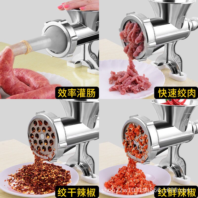 Picadora de carne de mano, procesador de alimentos, picadora de salchichas, relleno, cocina casera del fabricante, herramientas de cocina de aluminio, procesador de alimentos
