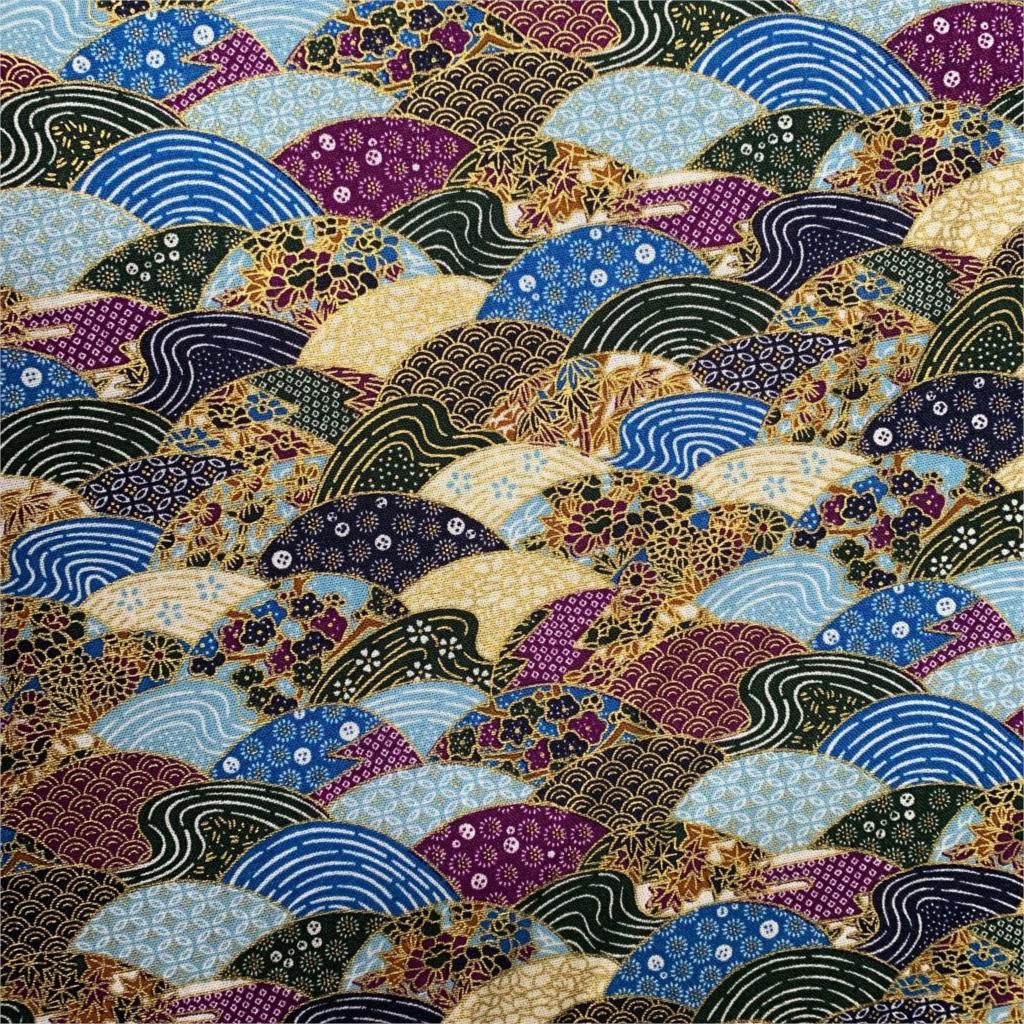 Cotton Bronzing Fabric Japanese Wave Cloth For DIY Patchwork Sewing Clothing: FA200188-2 / 100x145cm