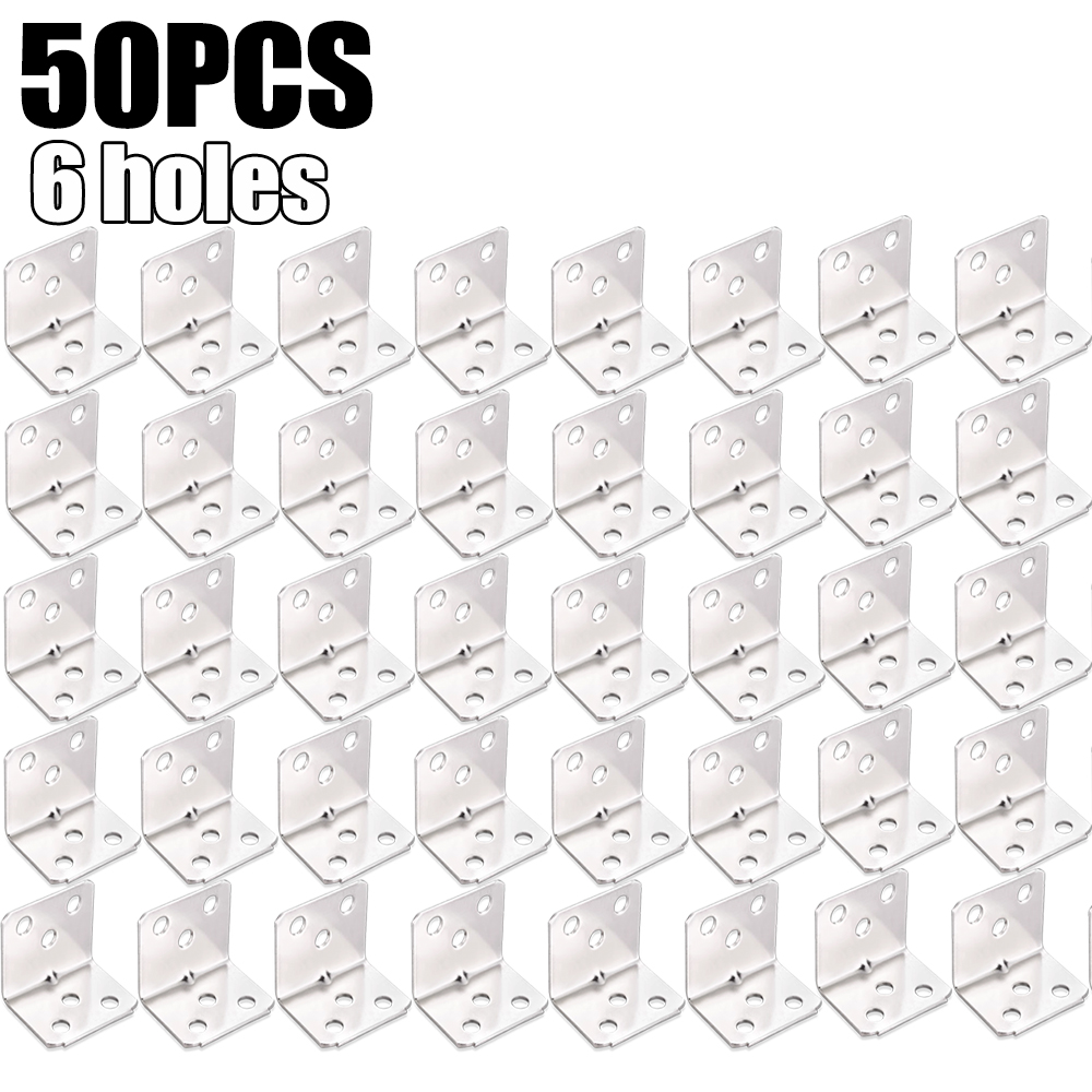 50/10x Stainless Steel Corner Brackets Universal for Cabinets Drawers Windows Wood Furniture 90 Degree Right Angle Fixed Bracket: Blue